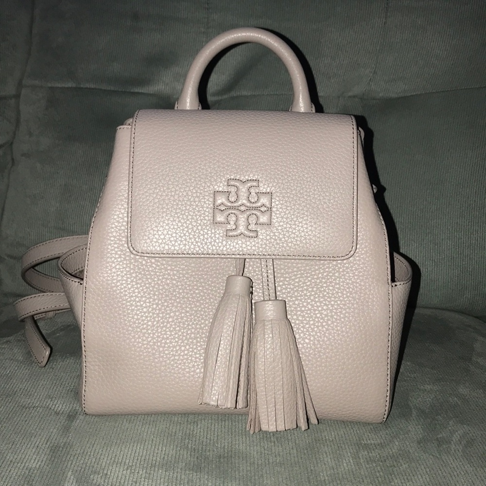 Tory Burch Pale Pink Leather Backpack with Tassels